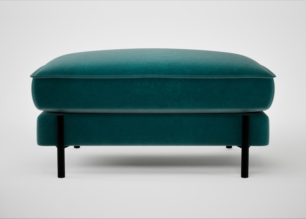 Tortona Footstool Smart Luxe Velvet Ocean Green
