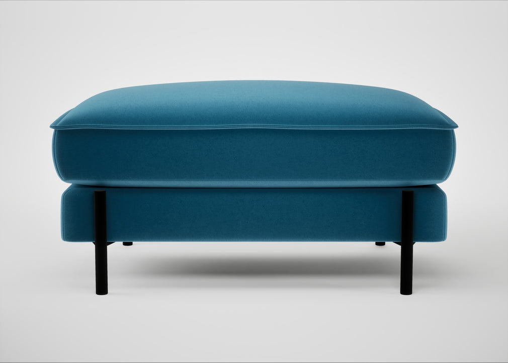 Tortona Footstool Smart Velvet Ocean Blue