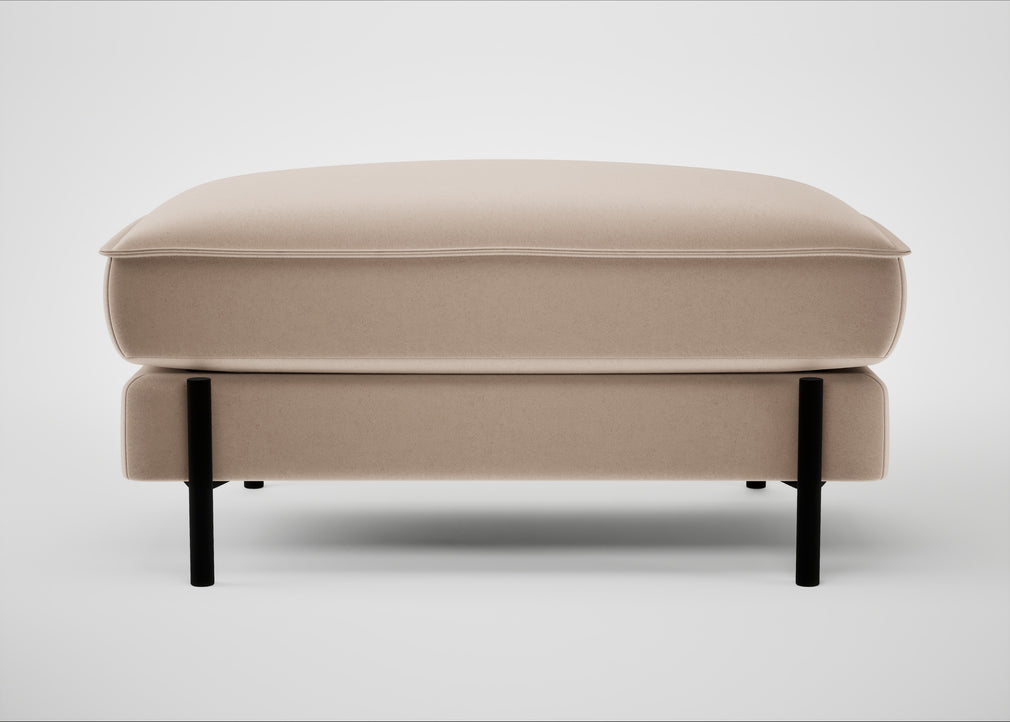 Tortona Footstool Smart Velvet Pebble