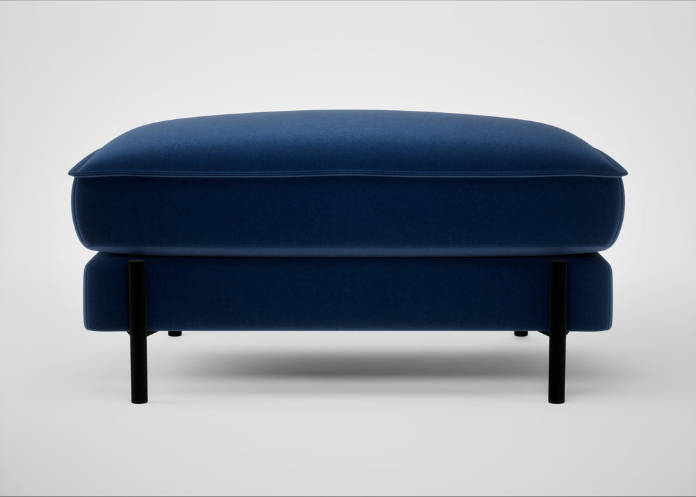 Tortona Footstool Cotton Velvet Midnight
