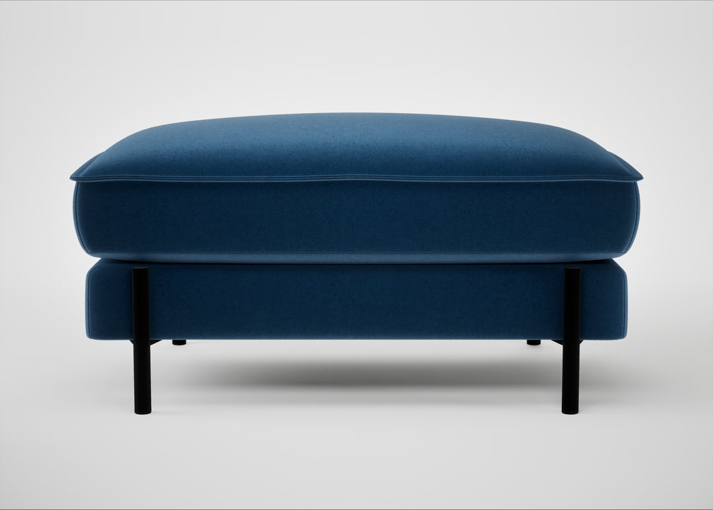 Tortona Footstool Cotton Velvet Petrol