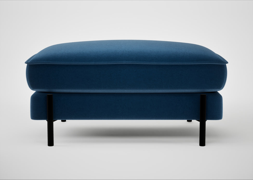 Tortona Footstool Cotton Velvet Petrol