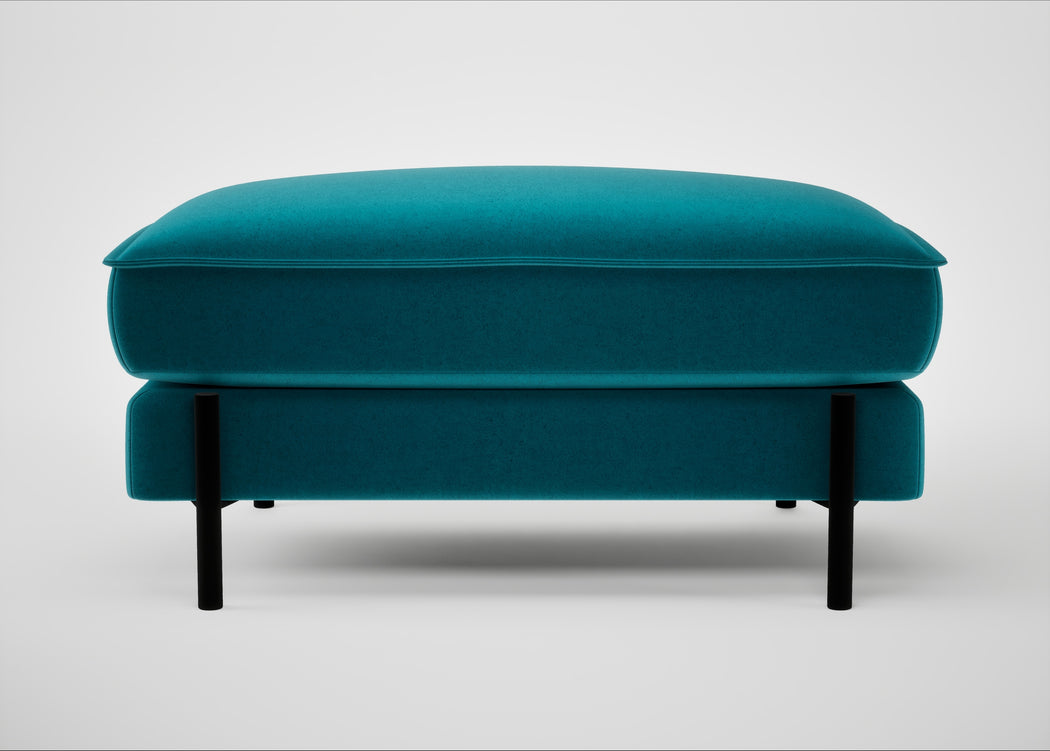 Tortona Footstool Cotton Velvet Teal