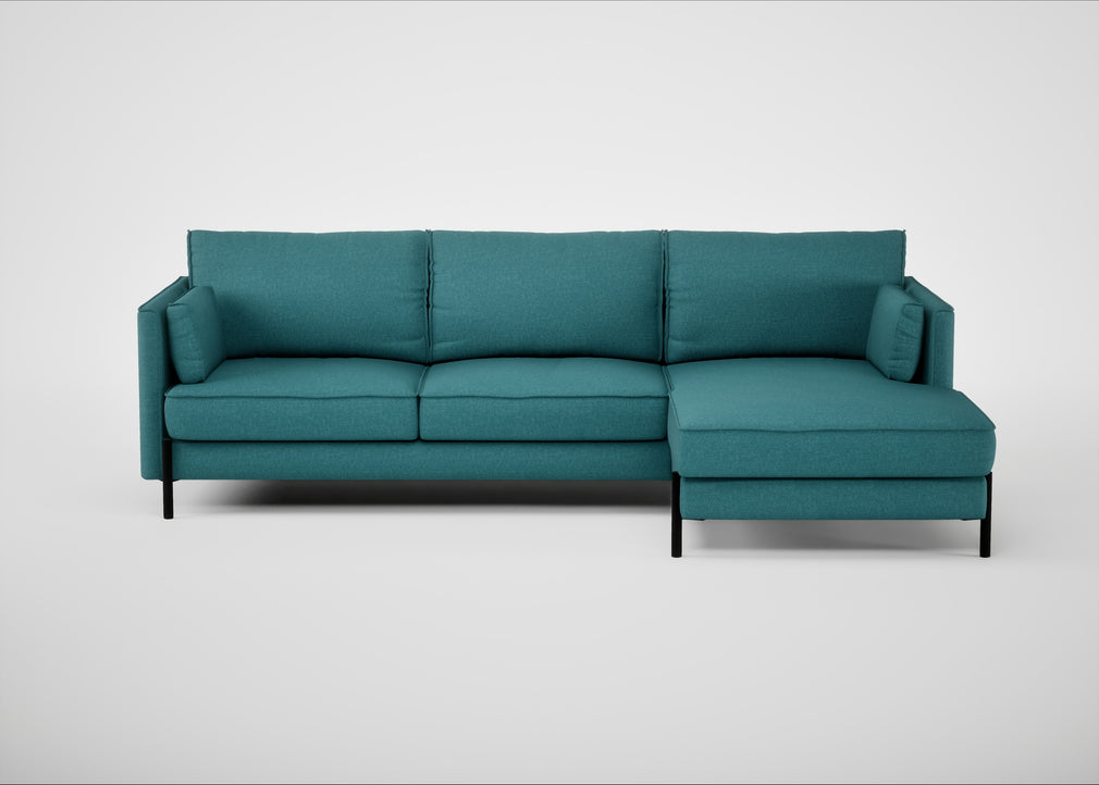 Tortona Right Hand Facing Corner Chaise Brushed Cotton Cadet