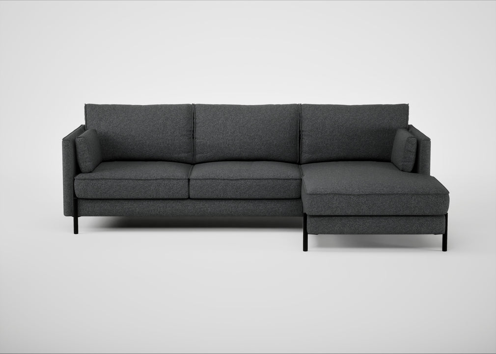 Tortona Right Hand Facing Corner Chaise Melton Wool Granite