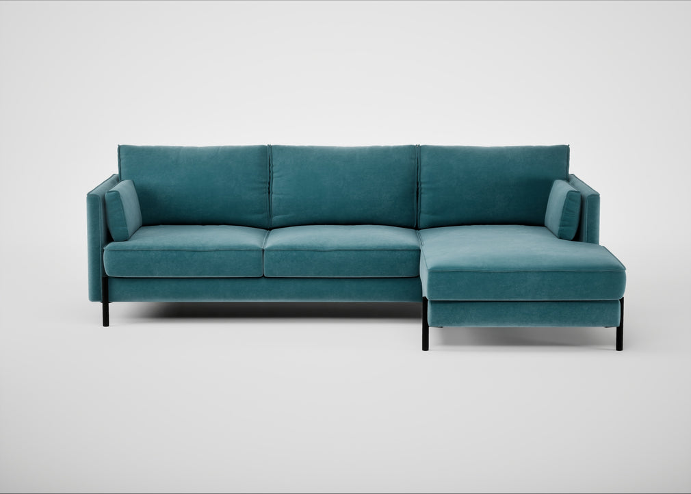 Tortona Right Hand Facing Corner Chaise Smart Luxe Velvet Airforce Blue