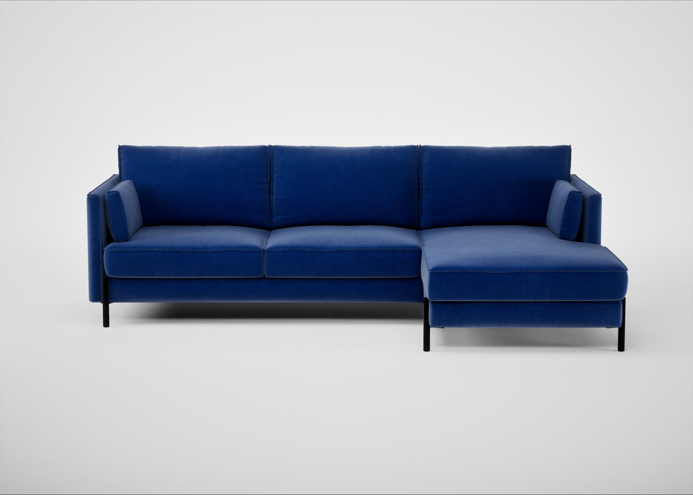 Tortona Right Hand Facing Corner Chaise Smart Luxe Velvet Azure
