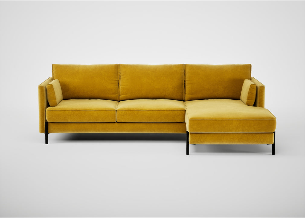 Tortona Right Hand Facing Corner Chaise Smart Luxe Velvet Canary