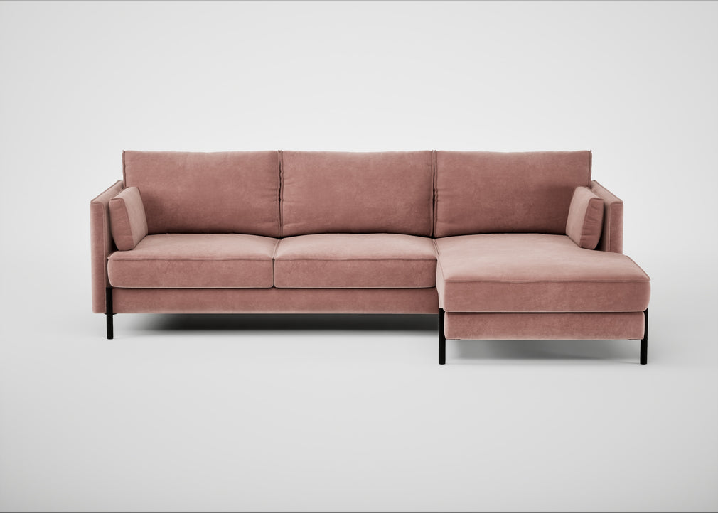 Tortona Right Hand Facing Corner Chaise Smart Luxe Velvet Dusky Pink