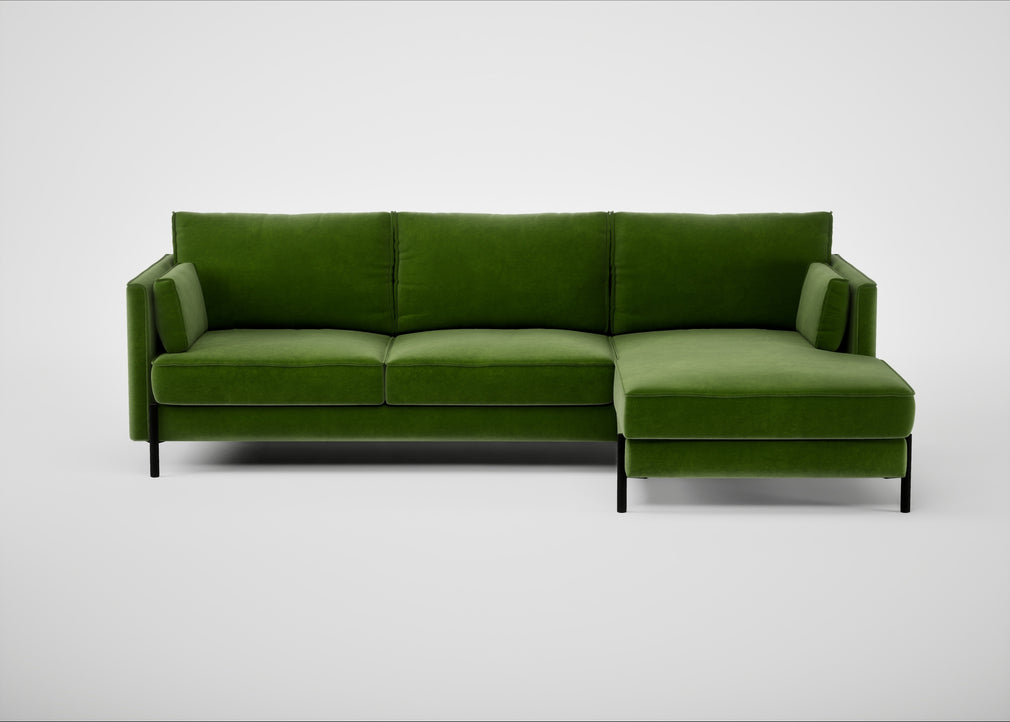 Tortona Right Hand Facing Corner Chaise Smart Luxe Velvet Grass