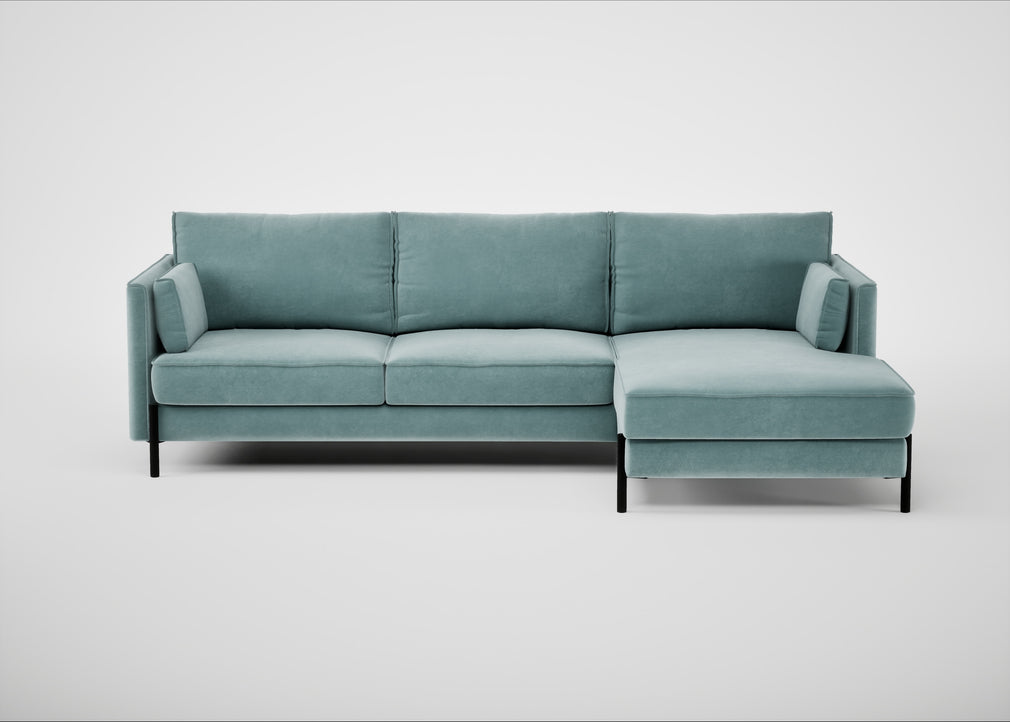 Tortona Right Hand Facing Corner Chaise Smart Luxe Velvet Mineral Blue