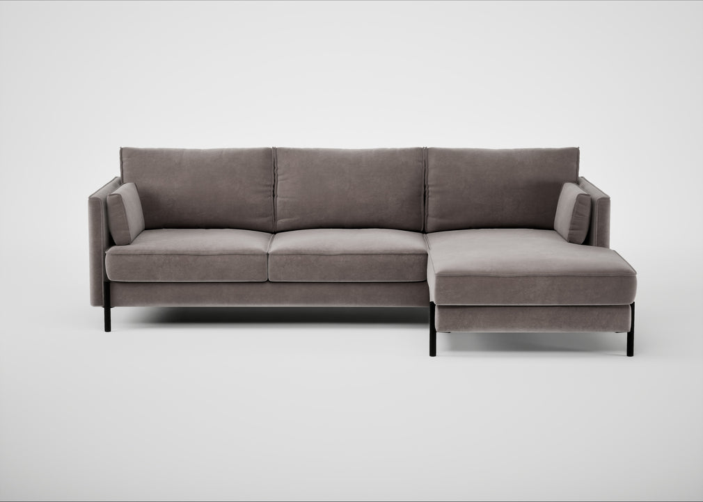 Tortona Right Hand Facing Corner Chaise Smart Luxe Velvet Mushroom