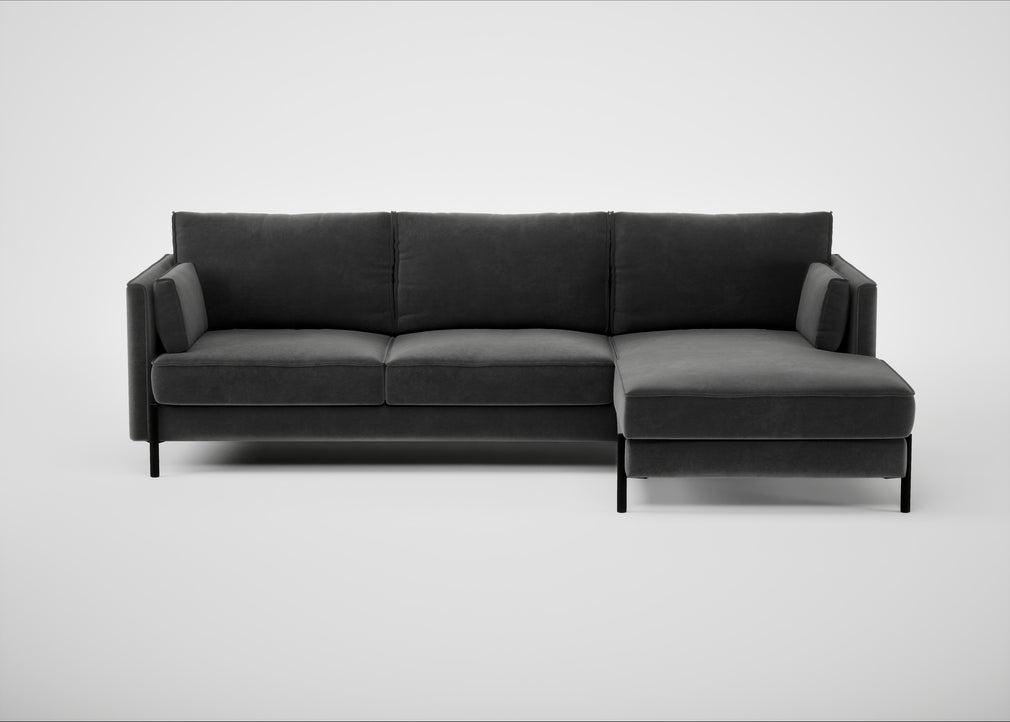 Tortona Right Hand Facing Corner Chaise Smart Luxe Velvet Nickel
