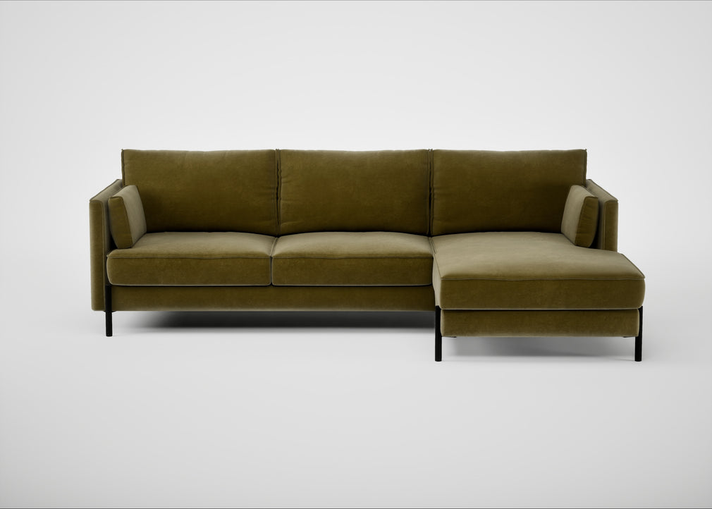 Tortona Right Hand Facing Corner Chaise Smart Luxe Velvet Peridot