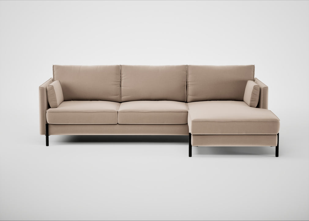 Tortona Right Hand Facing Corner Chaise Smart Velvet Pebble