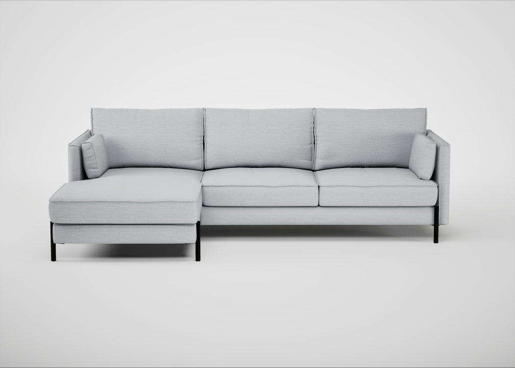 Tortona Left Hand Facing Corner Chaise Broad Weave Tin