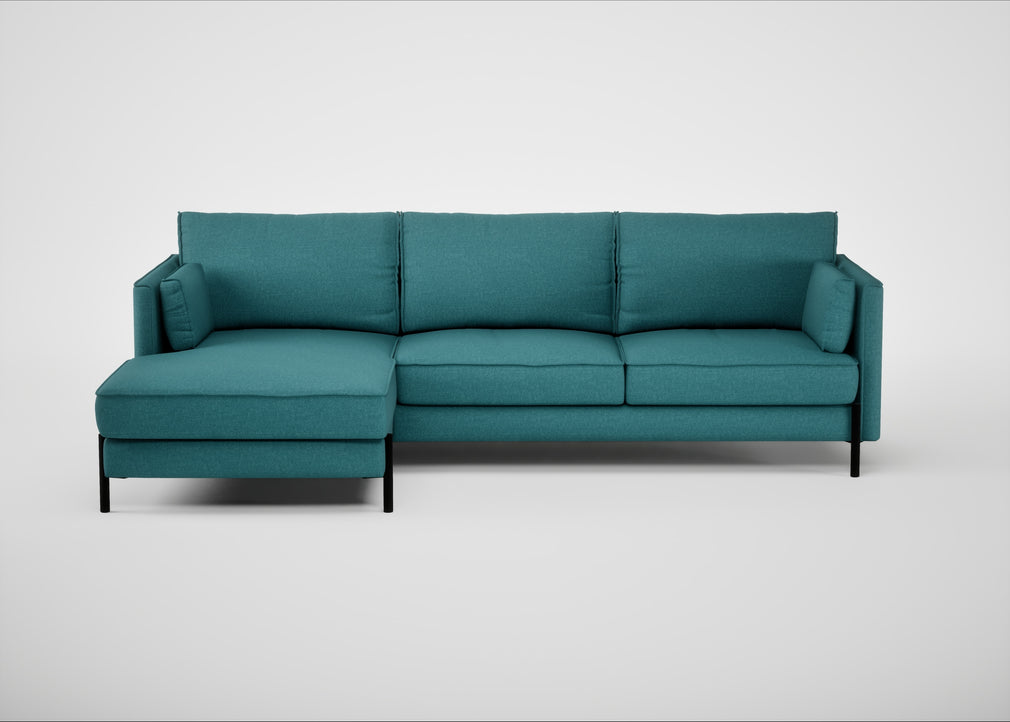 Tortona Left Hand Facing Corner Chaise Brushed Cotton Cadet