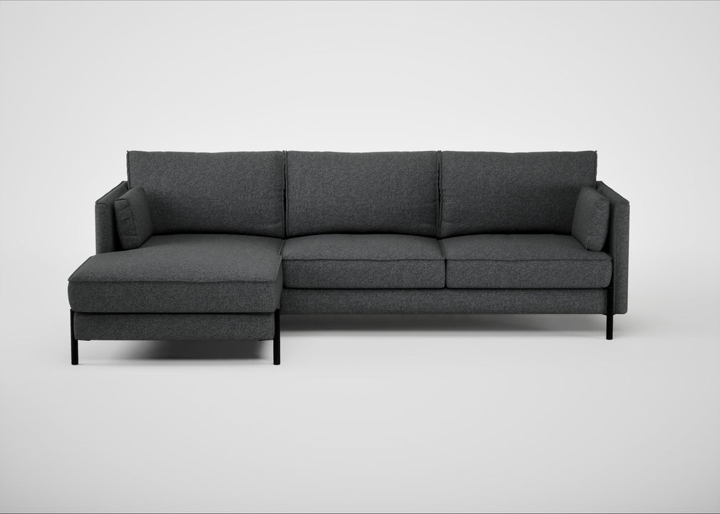 Tortona Left Hand Facing Corner Chaise Melton Wool Granite