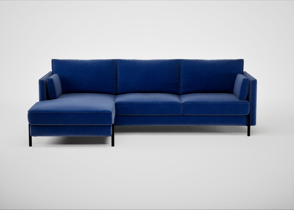 Tortona Left Hand Facing Corner Chaise Smart Luxe Velvet Azure