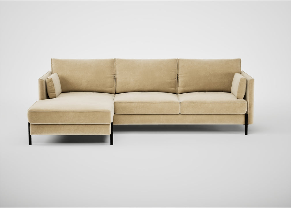 Tortona Left Hand Facing Corner Chaise Smart Luxe Velvet Biscuit