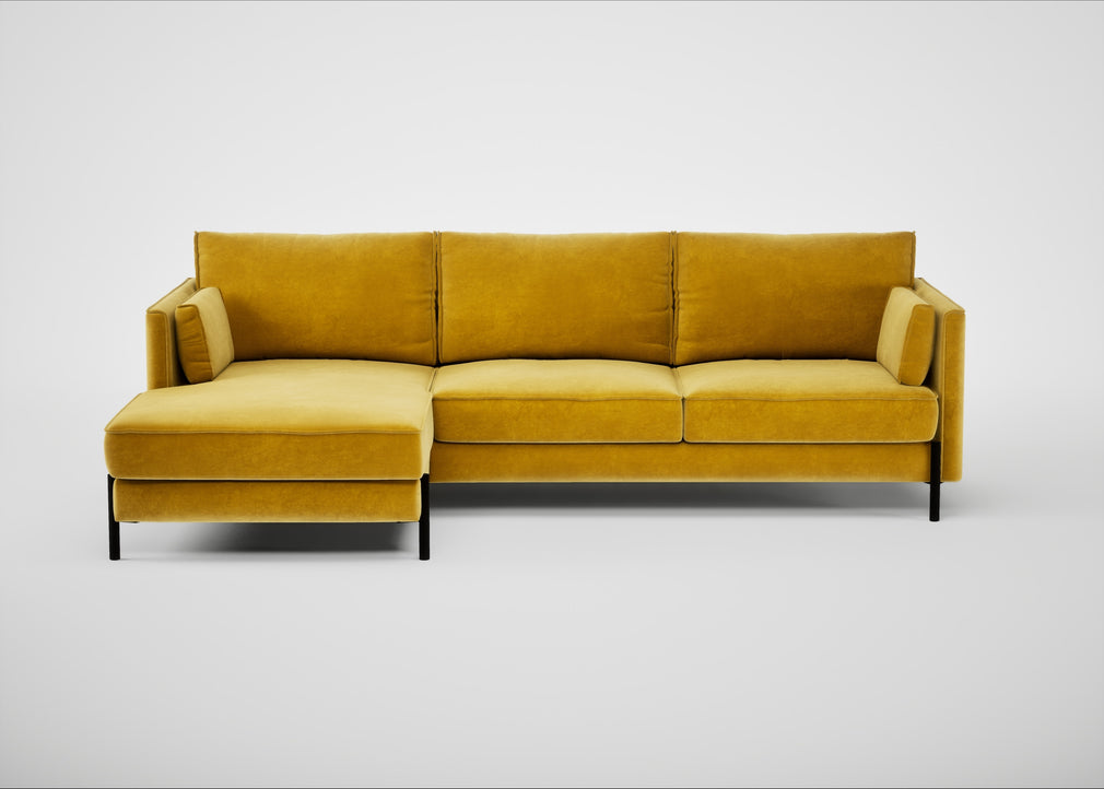 Tortona Left Hand Facing Corner Chaise Smart Luxe Velvet Canary