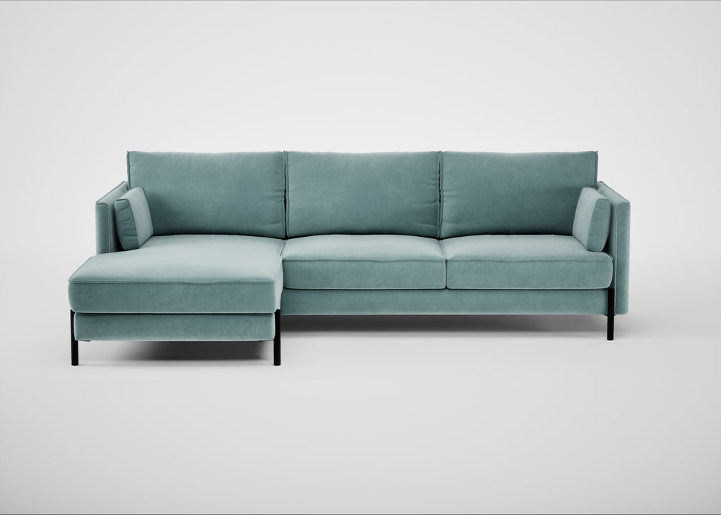 Tortona Left Hand Facing Corner Chaise Smart Luxe Velvet Mineral Blue