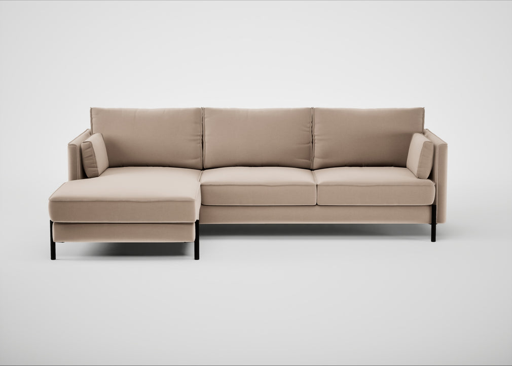 Tortona Left Hand Facing Corner Chaise Smart Velvet Pebble