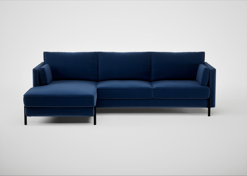 Tortona Left Hand Facing Corner Chaise Cotton Velvet Midnight