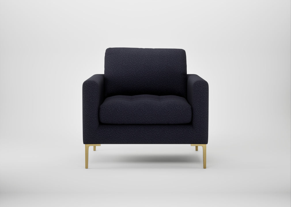 Eton Armchair Boucle Indigo / Brass