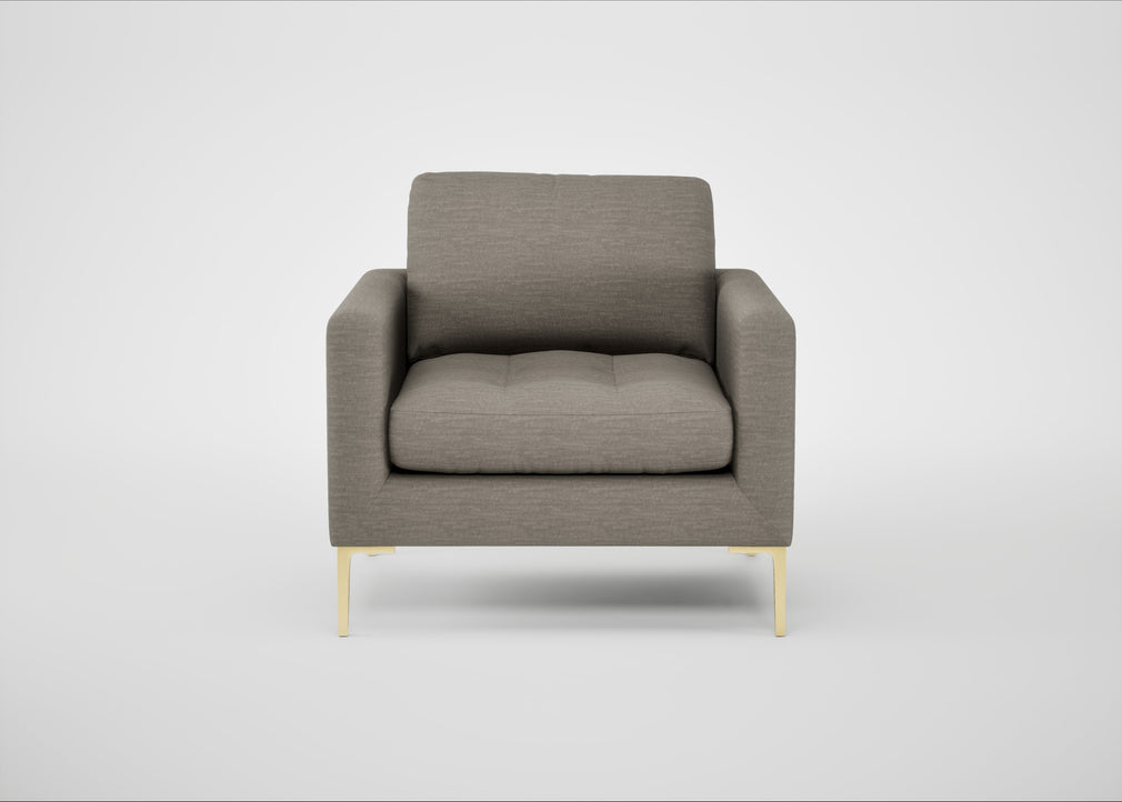 Eton Armchair Broad Weave Pebble / Brass