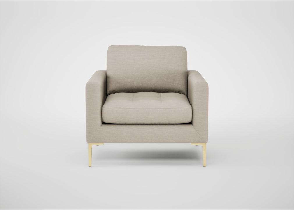 Eton Armchair Broad Weave Putty / Brass