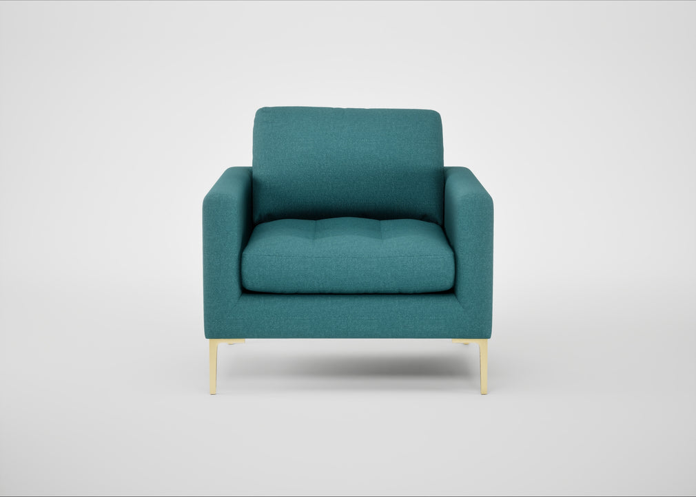 Eton Armchair Brushed Cotton Cadet / Brass