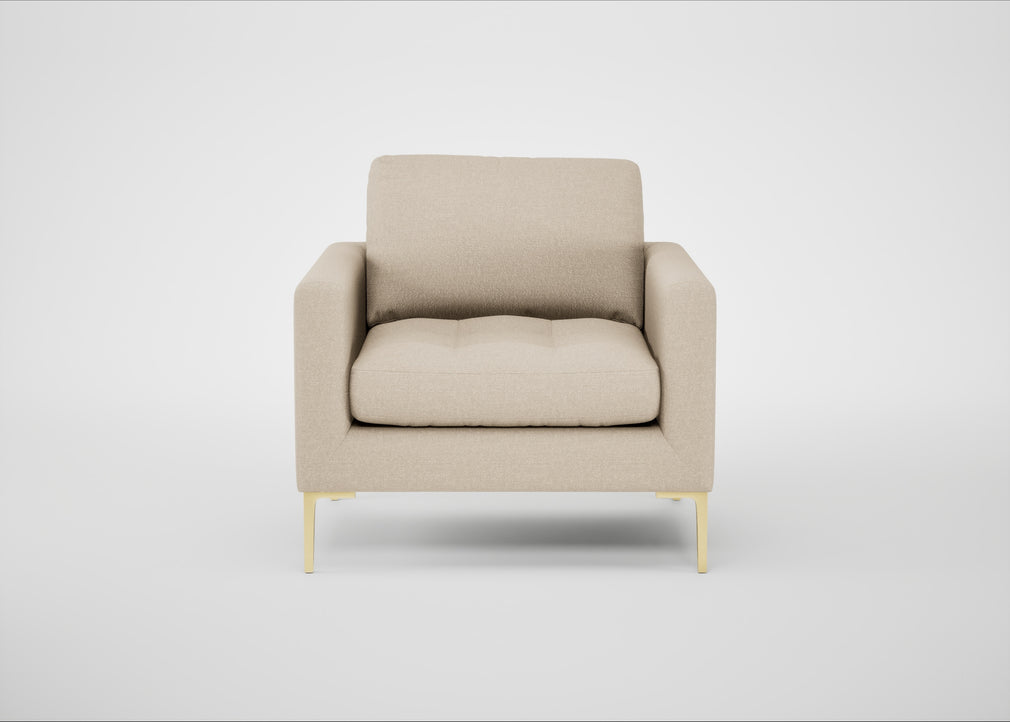 Eton Armchair Brushed Cotton Oat / Brass