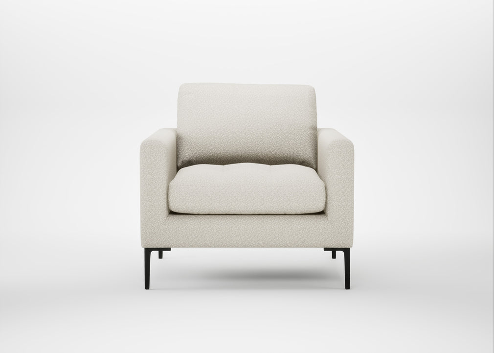 Eton Armchair Chunky Boucle Ecru / Black