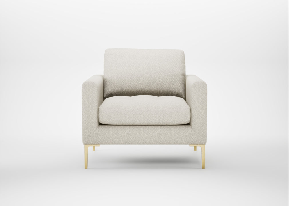 Eton Armchair Chunky Boucle Ecru / Brass