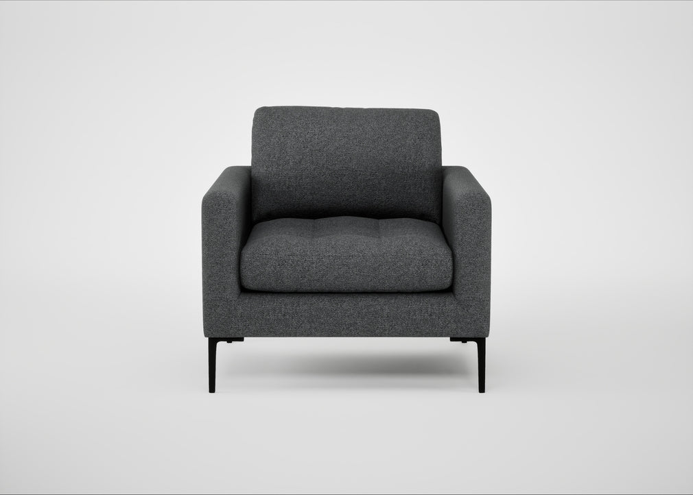 Eton Armchair Melton Wool Granite / Black