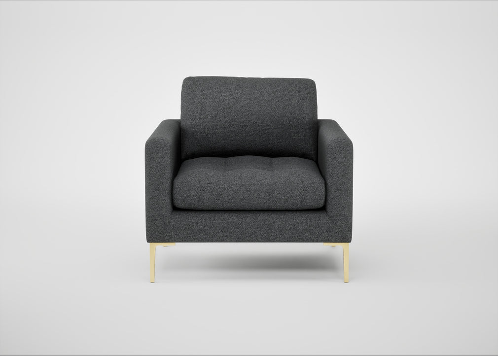 Eton Armchair Melton Wool Granite / Brass