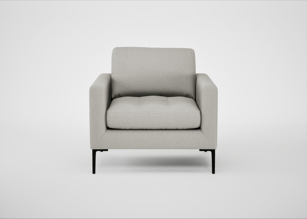 Eton Armchair Melton Wool Limestone / Black