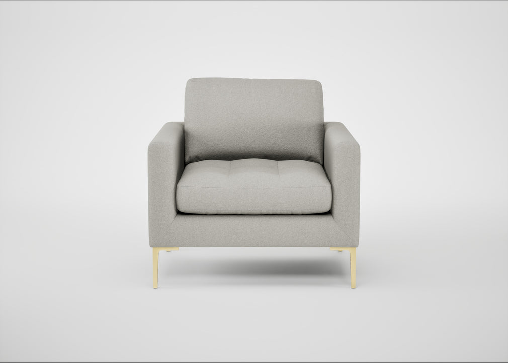 Eton Armchair Melton Wool Limestone / Brass