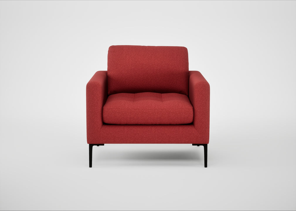 Eton Armchair Melton Wool Red Oxide / Black