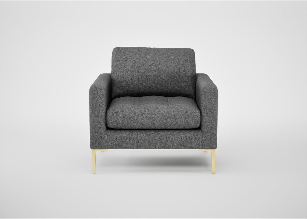Eton Armchair Melton Wool Shale / Brass