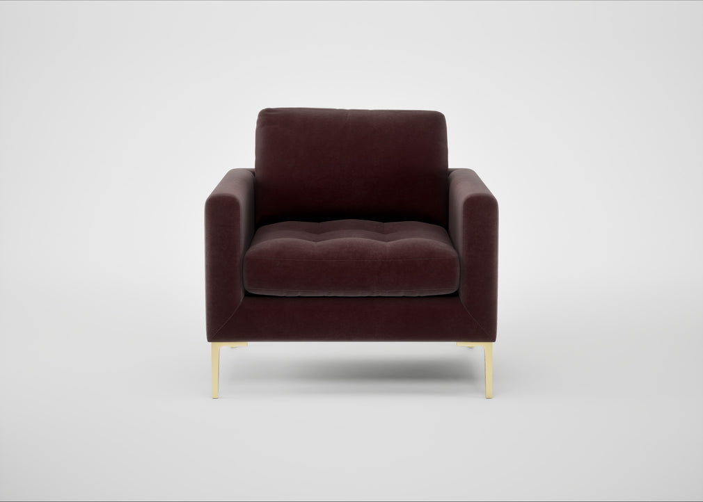 Eton Armchair Smart Luxe Velvet Acorn / Brass