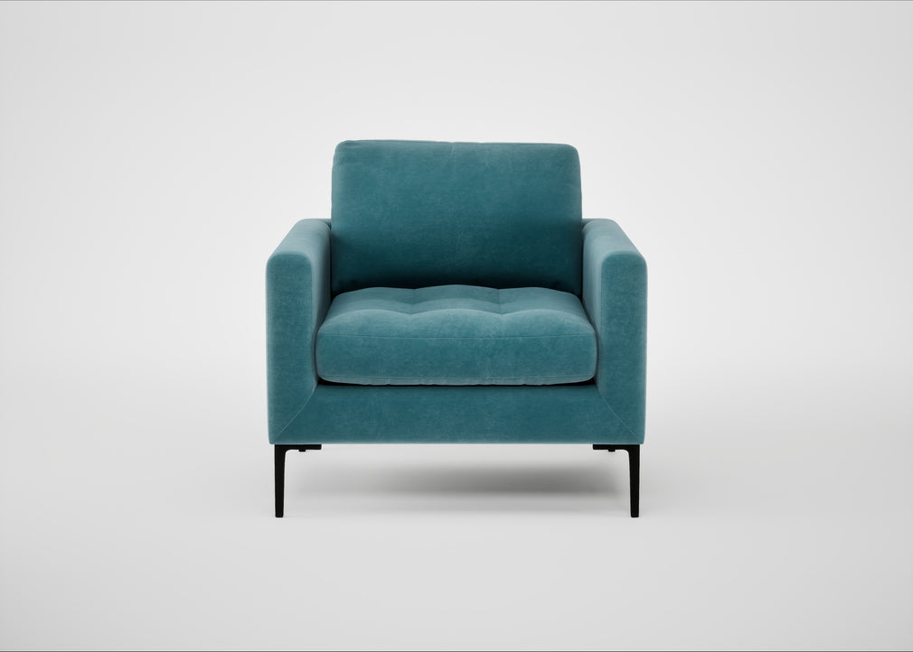 Eton Armchair Smart Luxe Velvet Airforce Blue / Black