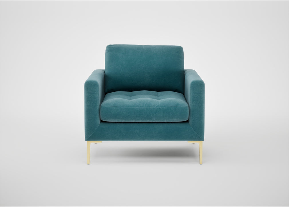 Eton Armchair Smart Luxe Velvet Airforce Blue / Brass
