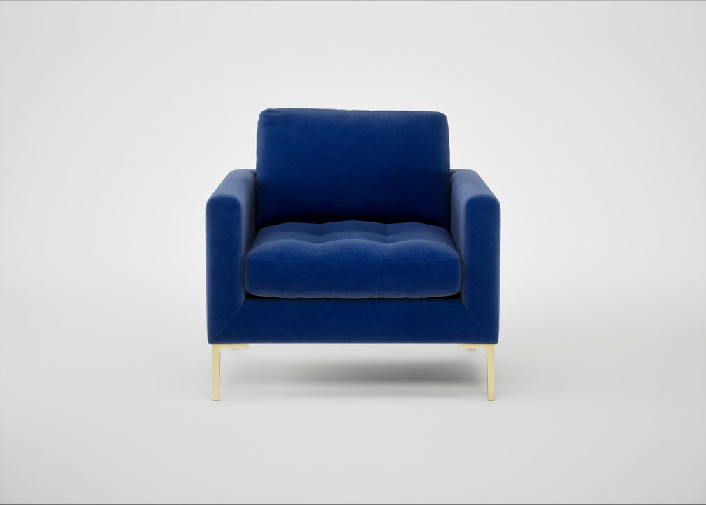 Eton Armchair Smart Luxe Velvet Azure / Brass