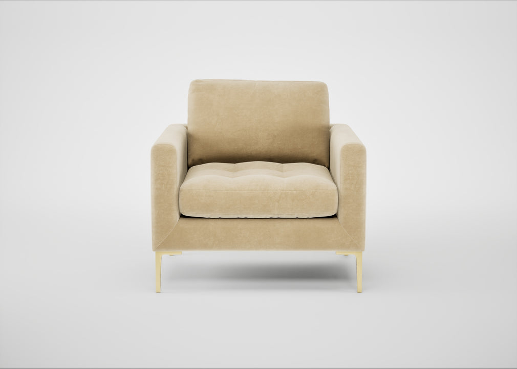 Eton Armchair Smart Luxe Velvet Biscuit / Brass