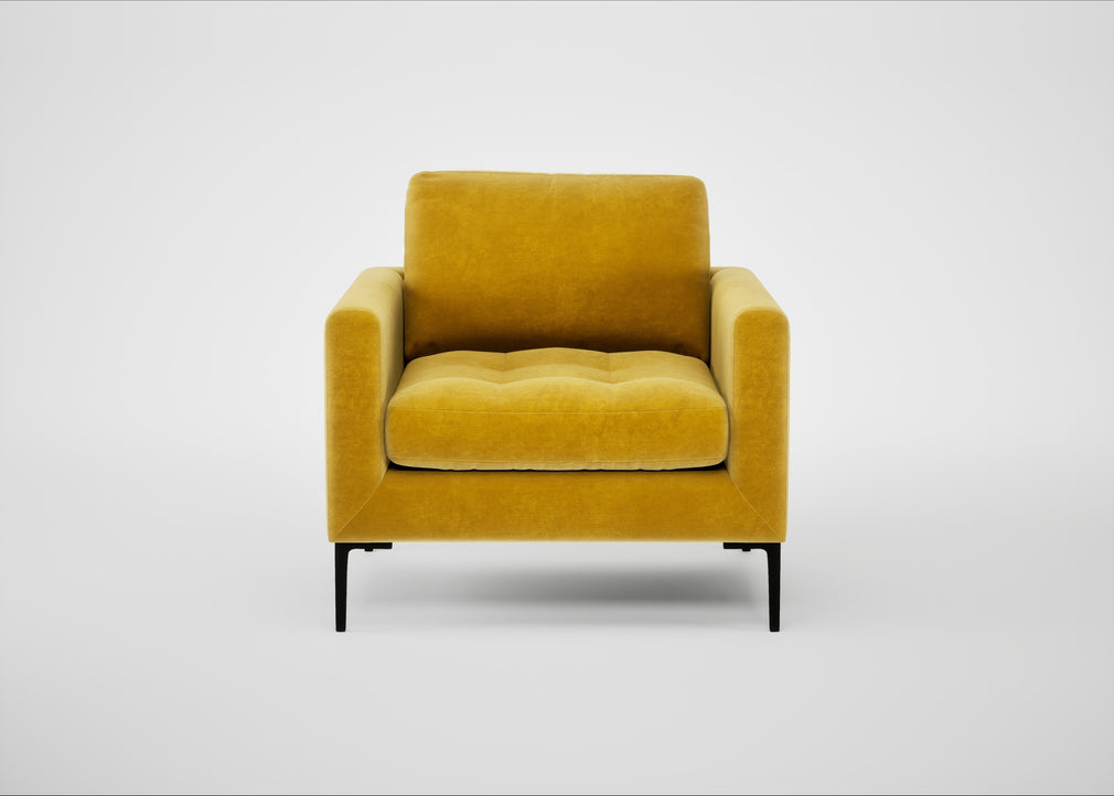 Eton Armchair Smart Luxe Velvet Canary / Black