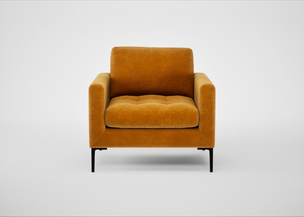 Eton Armchair Smart Luxe Velvet Cognac / Black