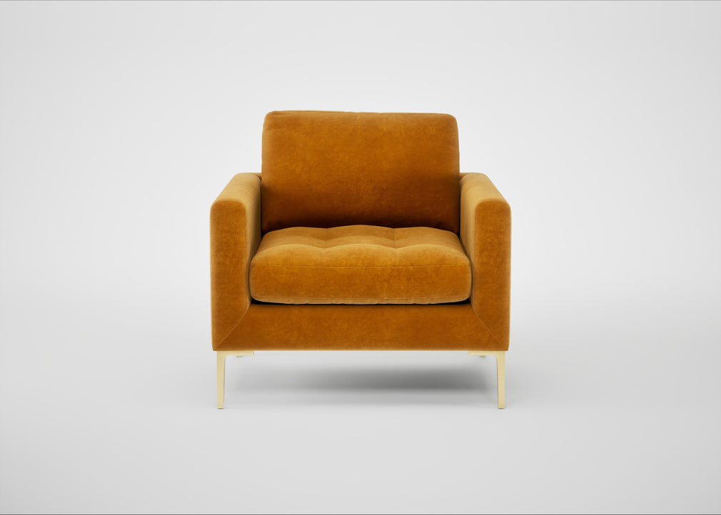Eton Armchair Smart Luxe Velvet Cognac / Brass