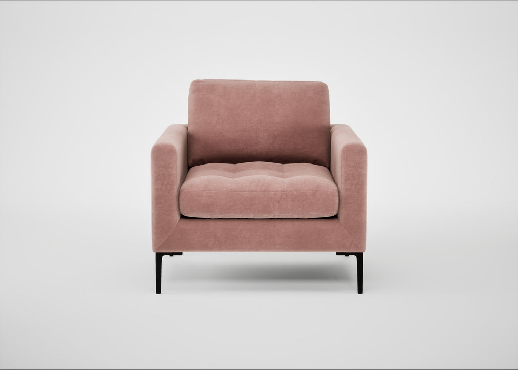 Eton Armchair Smart Luxe Velvet Dusky Pink / Black